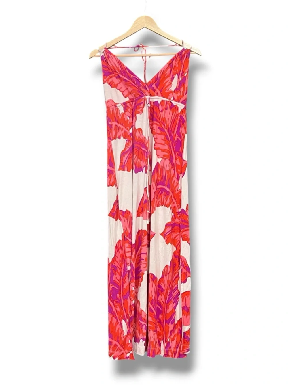 Banana Republic Milly Collection Halter Floral Red-white Silk and Viscose Dress. - Picture 2 of 7